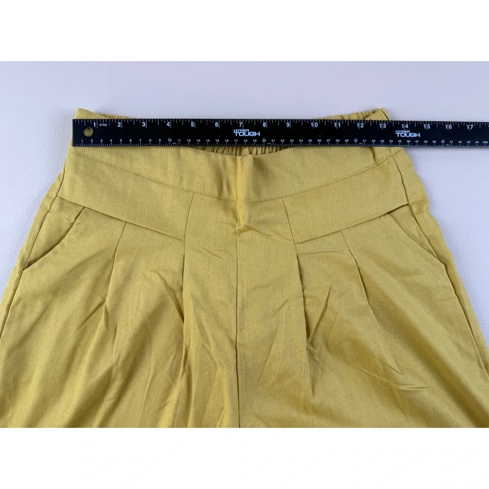 Boho Wide Leg Cotton Blend Pleated High Waist Crop Pants Size L Unbranded - Picture 3 of 8